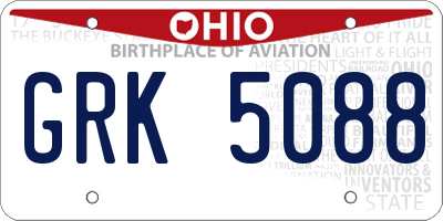 OH license plate GRK5088
