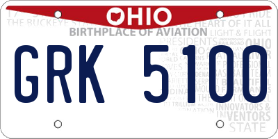 OH license plate GRK5100