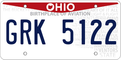 OH license plate GRK5122