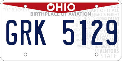 OH license plate GRK5129