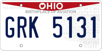 OH license plate GRK5131