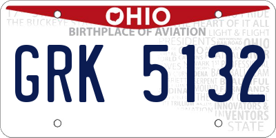 OH license plate GRK5132