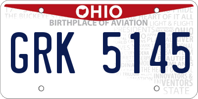 OH license plate GRK5145