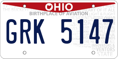 OH license plate GRK5147