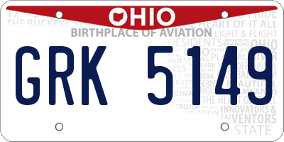 OH license plate GRK5149