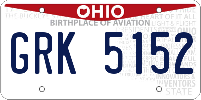 OH license plate GRK5152