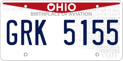OH license plate GRK5155