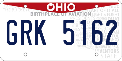 OH license plate GRK5162