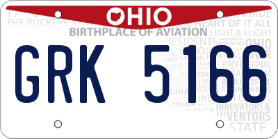 OH license plate GRK5166