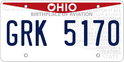 OH license plate GRK5170