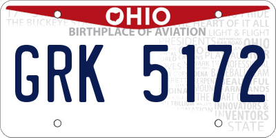 OH license plate GRK5172