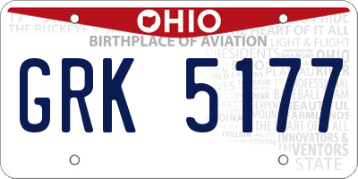 OH license plate GRK5177