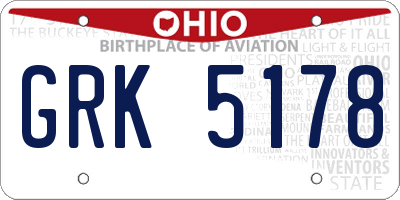 OH license plate GRK5178