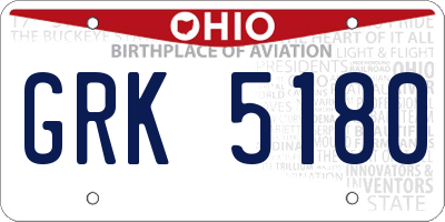 OH license plate GRK5180