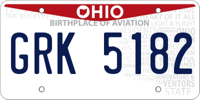 OH license plate GRK5182