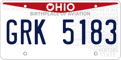 OH license plate GRK5183
