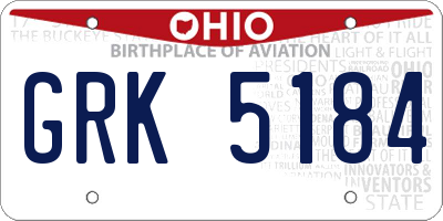 OH license plate GRK5184