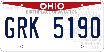 OH license plate GRK5190