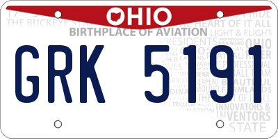 OH license plate GRK5191