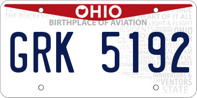 OH license plate GRK5192