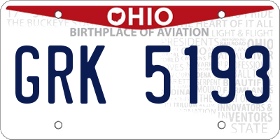 OH license plate GRK5193