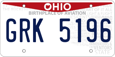OH license plate GRK5196