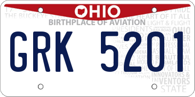 OH license plate GRK5201