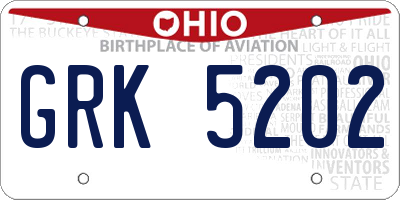 OH license plate GRK5202