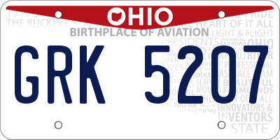 OH license plate GRK5207
