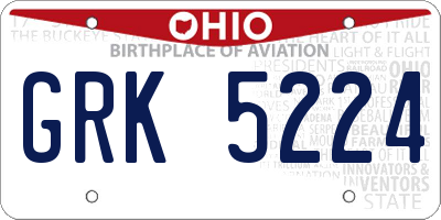 OH license plate GRK5224