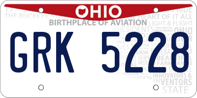 OH license plate GRK5228