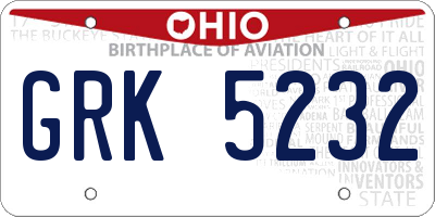 OH license plate GRK5232