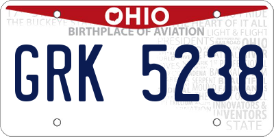 OH license plate GRK5238
