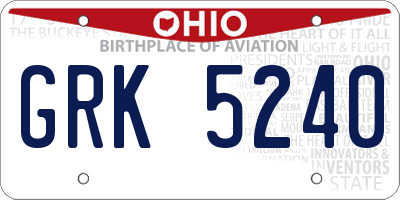 OH license plate GRK5240