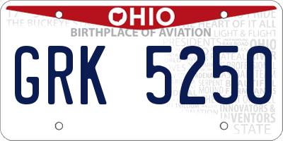 OH license plate GRK5250