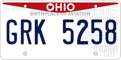 OH license plate GRK5258