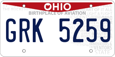 OH license plate GRK5259