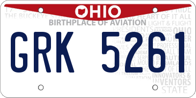 OH license plate GRK5261