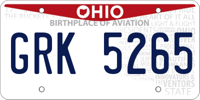 OH license plate GRK5265