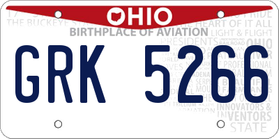OH license plate GRK5266