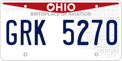 OH license plate GRK5270