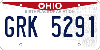 OH license plate GRK5291