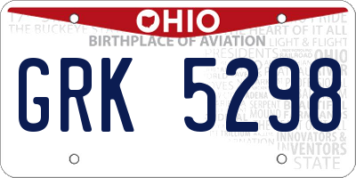 OH license plate GRK5298