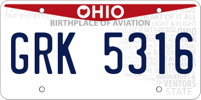 OH license plate GRK5316