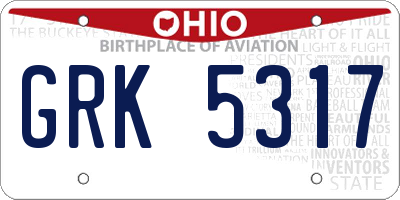 OH license plate GRK5317