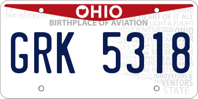 OH license plate GRK5318