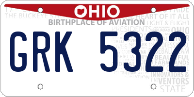 OH license plate GRK5322