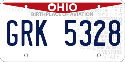 OH license plate GRK5328