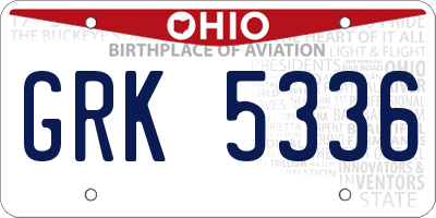 OH license plate GRK5336