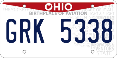 OH license plate GRK5338